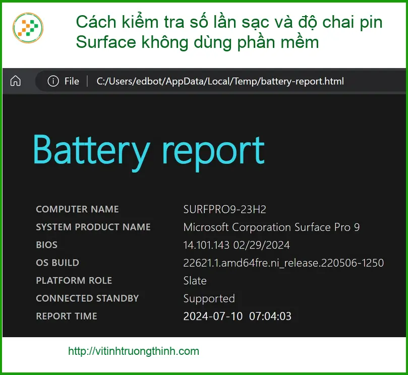 Cách kiểm tra pin laptop không phần mềm, số lần sạc - Trung tâm uy tín.