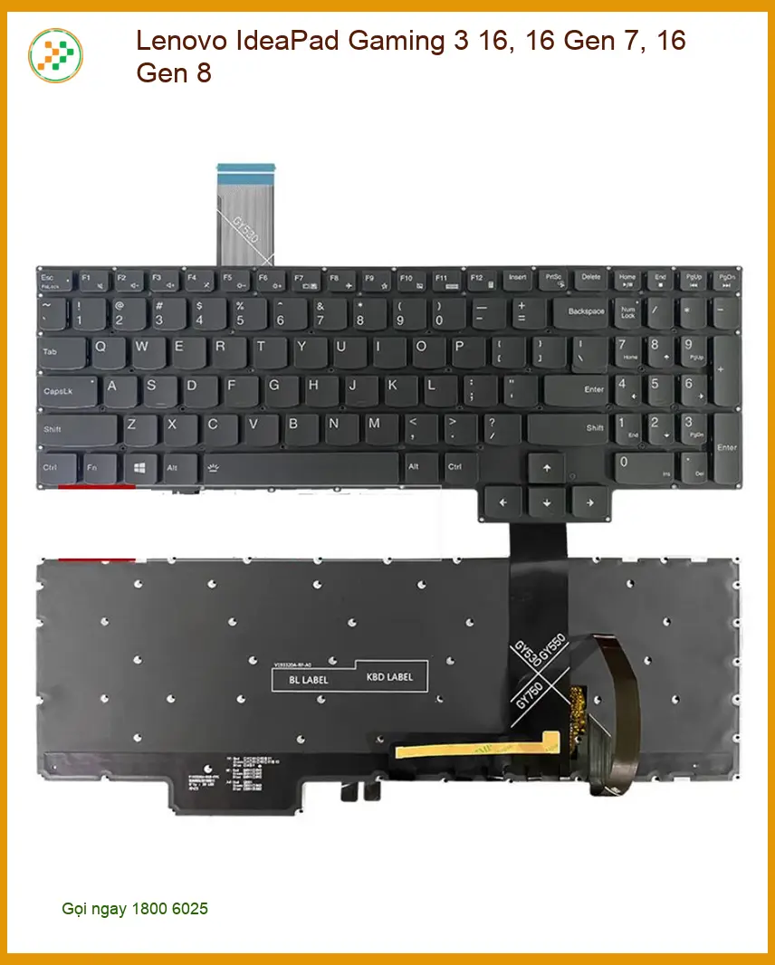 Bàn phím Laptop Lenovo IdeaPad Gaming 3 16 - Thay Nhanh Lấy Ngay TPHCM