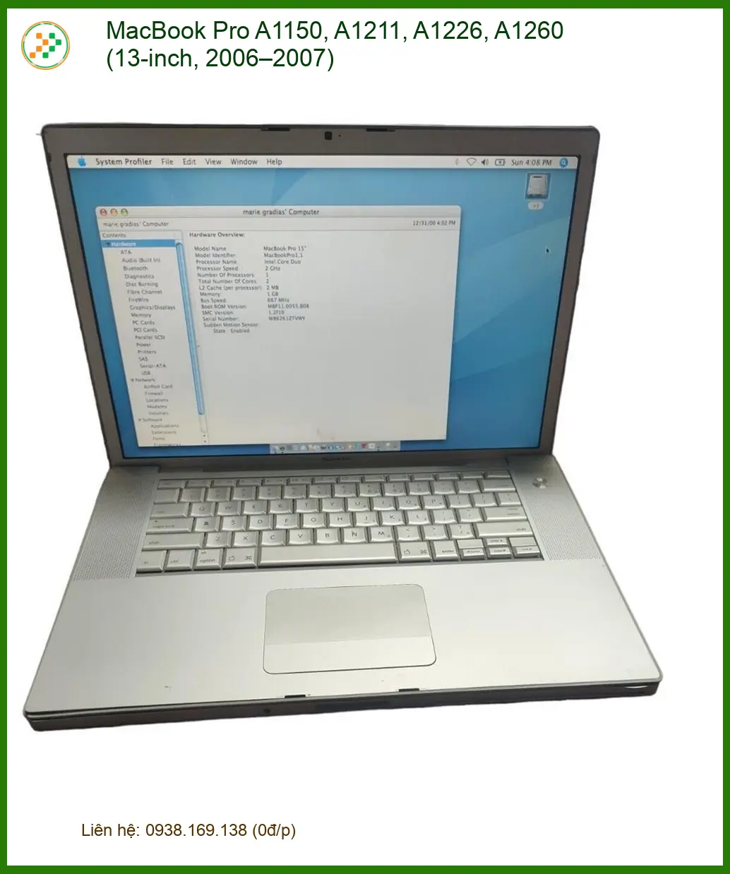 Vỏ Laptop MacBook Pro A1150 - Thay Nhanh - Giá Rẻ Tại Cửa Hàng TPHCM