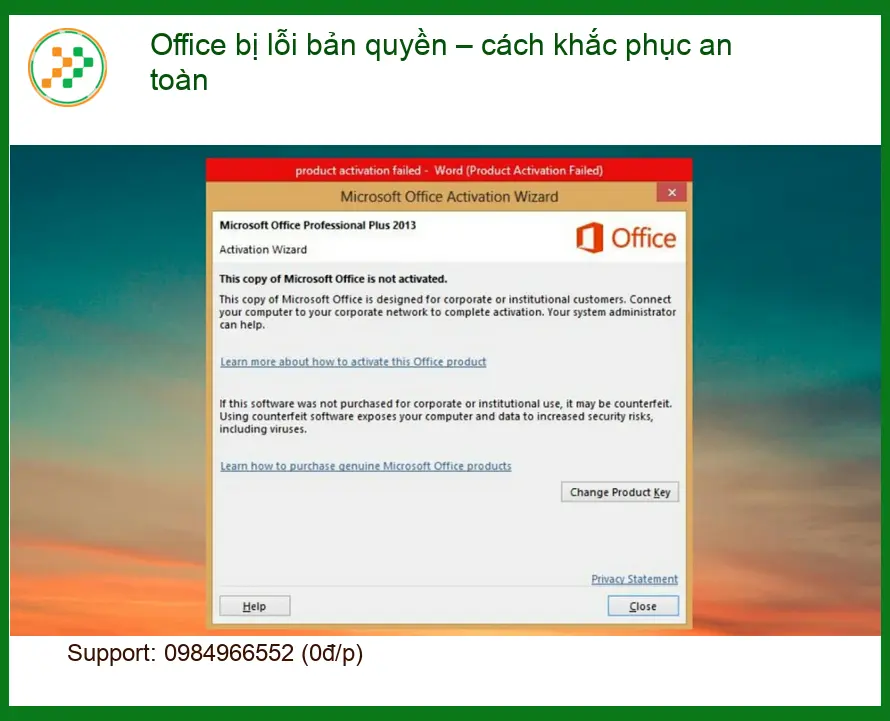 Văn phòng Office bị lỗi bản quyền không kích hoạt - Trung tâm sửa máy tính gần đây