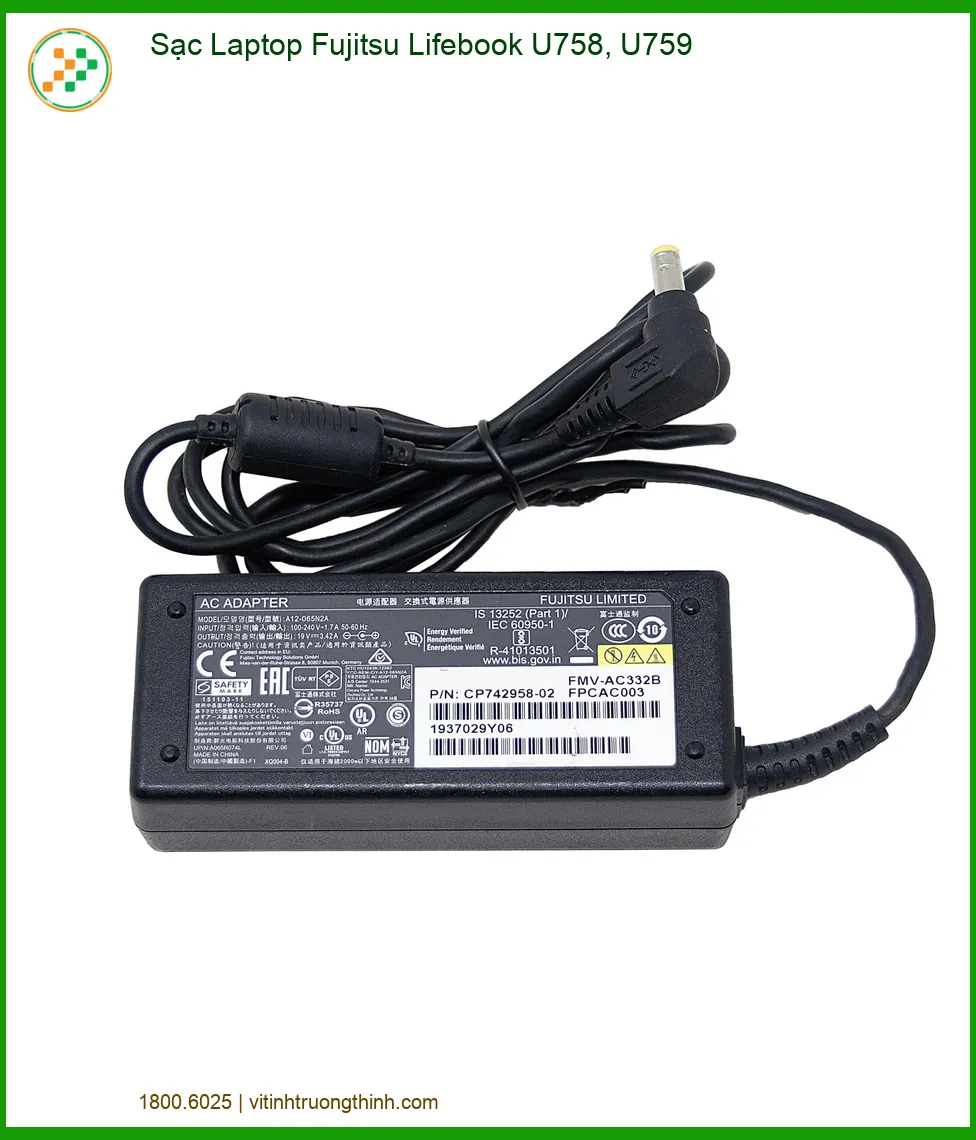 Sạc Laptop Fujitsu Lifebook U758, U759 - Chính Hãng, An Toàn Tuyệt Đối