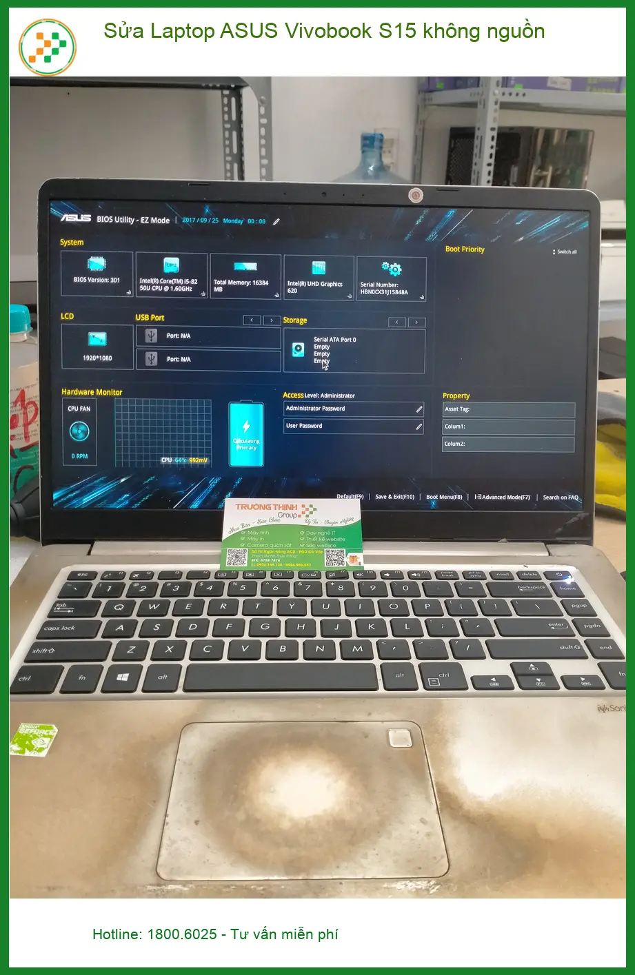 Sửa Laptop ASUS Vivobook S15 không nguồn Quận 12 - Anh Khôi cần gấp
