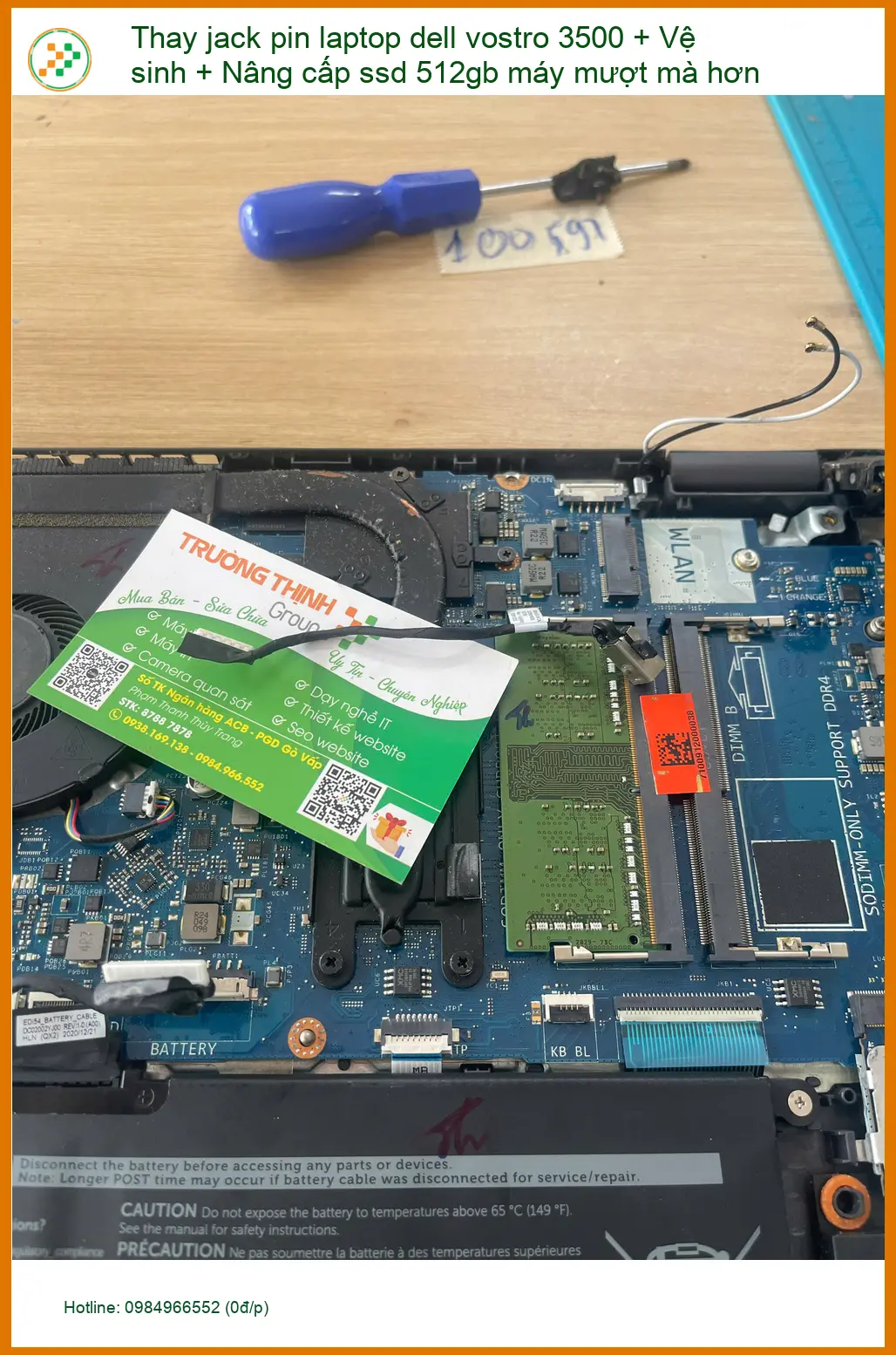 Anh Duy sinh viên đồ họa nâng cấp SSD Dell Vostro 3500 mượt hơn Phú Nhuận
