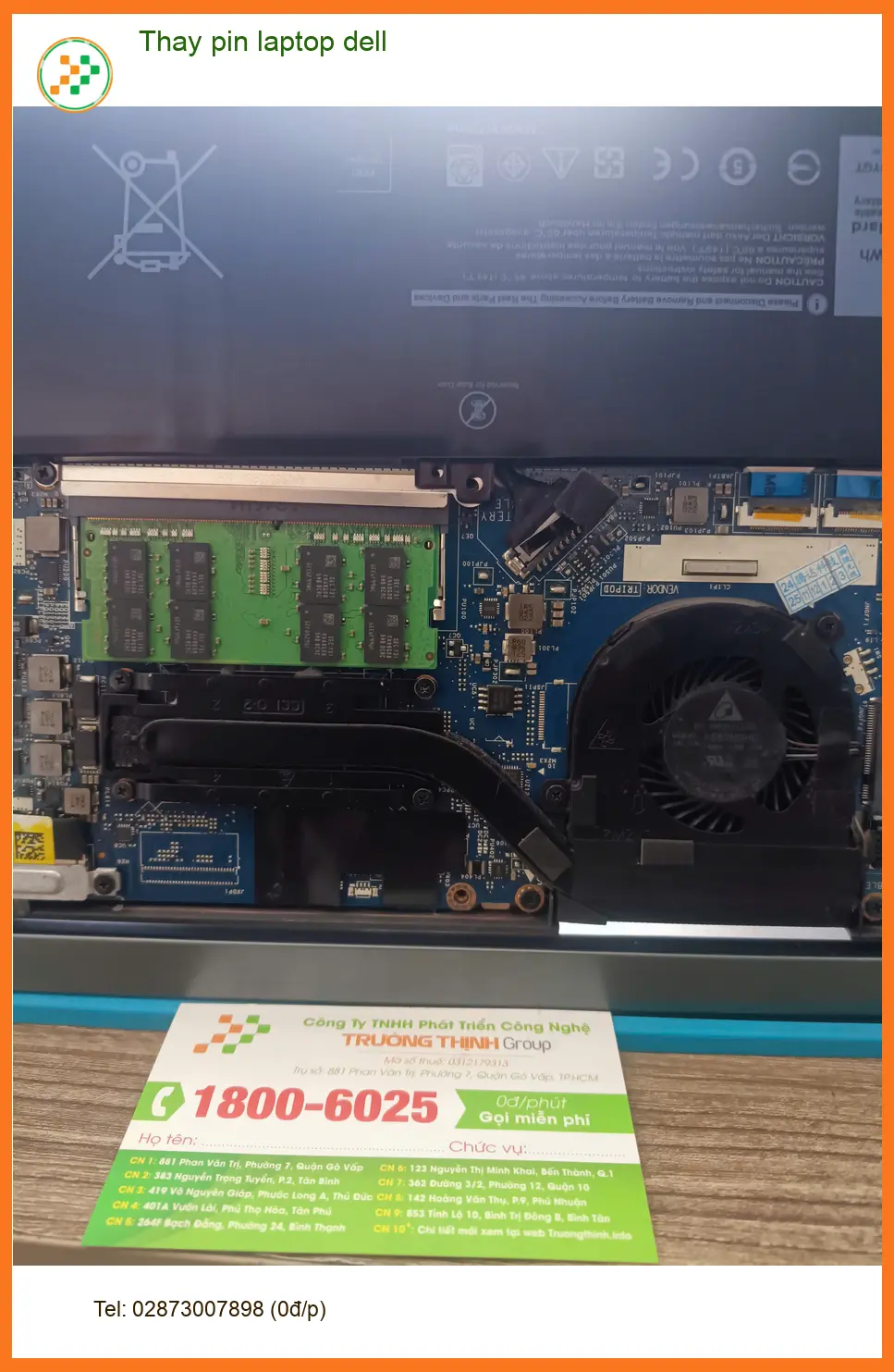Cô Thanh giáo viên bị lỗi pin tìm nơi thay pin laptop Dell Quận Tân Phú giá tốt ảnh thực tế 1