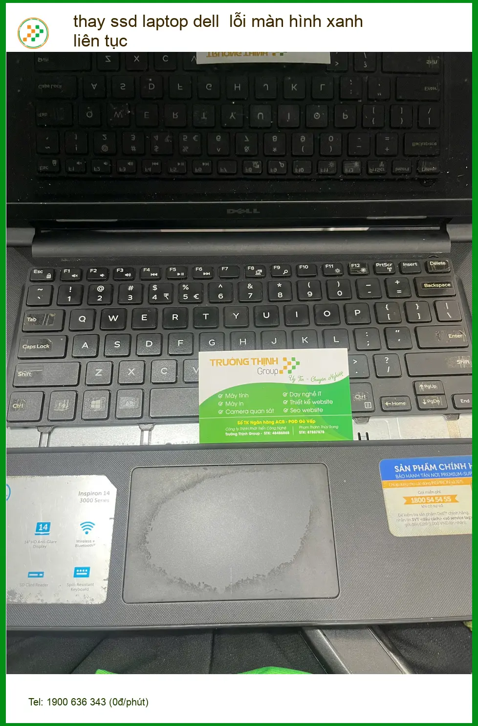 Chị Thanh kế toán ở Quận Bình Thạnh tìm chỗ thay SSD laptop Dell lỗi màn hình xanh ảnh thực tế 1