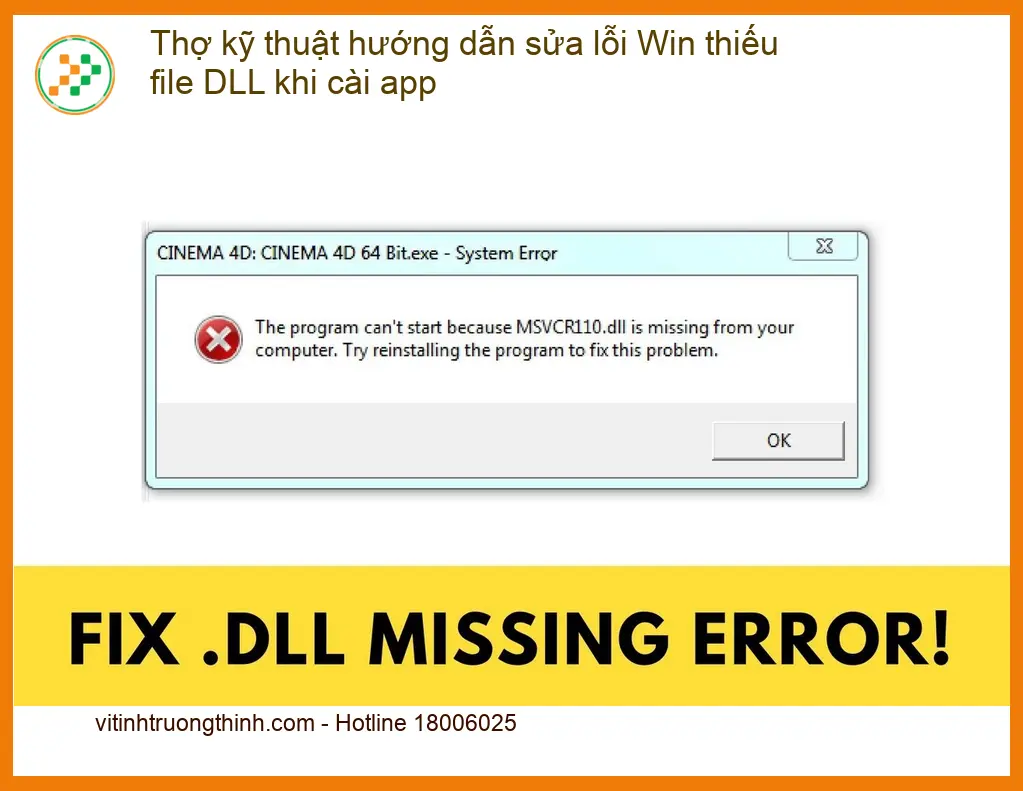 Sửa lỗi Win thiếu file DLL khi cài app - Địa chỉ hỗ trợ TPHCM