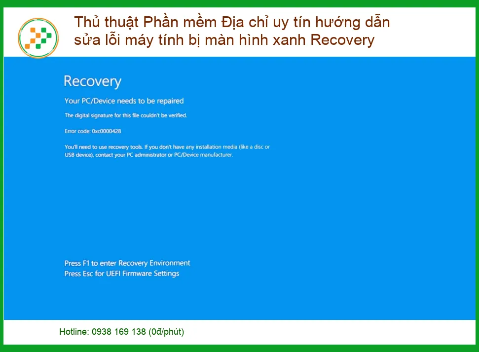 Máy tính bị màn hình xanh Recovery – Địa chỉ sửa uy tín