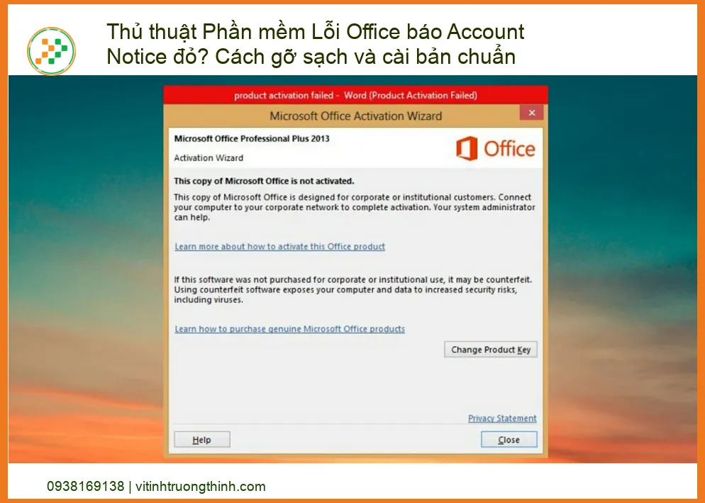 Lỗi Office báo Account Notice đỏ? Cách gỡ sạch và cài bản chuẩn
