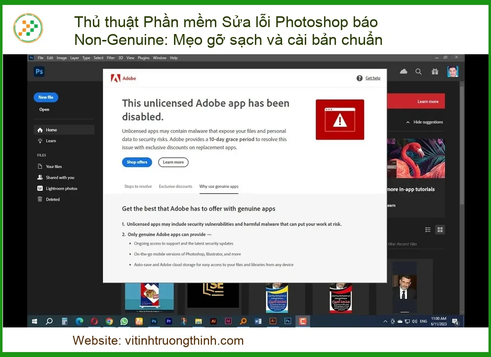 Photoshop báo Non-Genuine: Gỡ Sạch Triệt Để và Cài Bản Chuẩn Ngay!