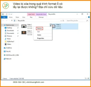 Khôi Phục Dữ Liệu Video bị xóa format ổ – Trung tâm cứu dữ liệu TPHCM