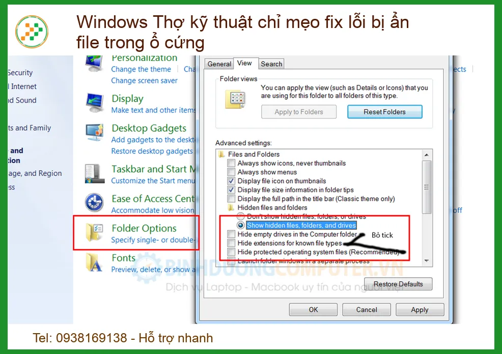 Windows Thợ Kỹ Thuật Chỉ Mẹo Fix Lỗi Bị Ẩn File Trong Ổ Cứng Cực Đơn Giản