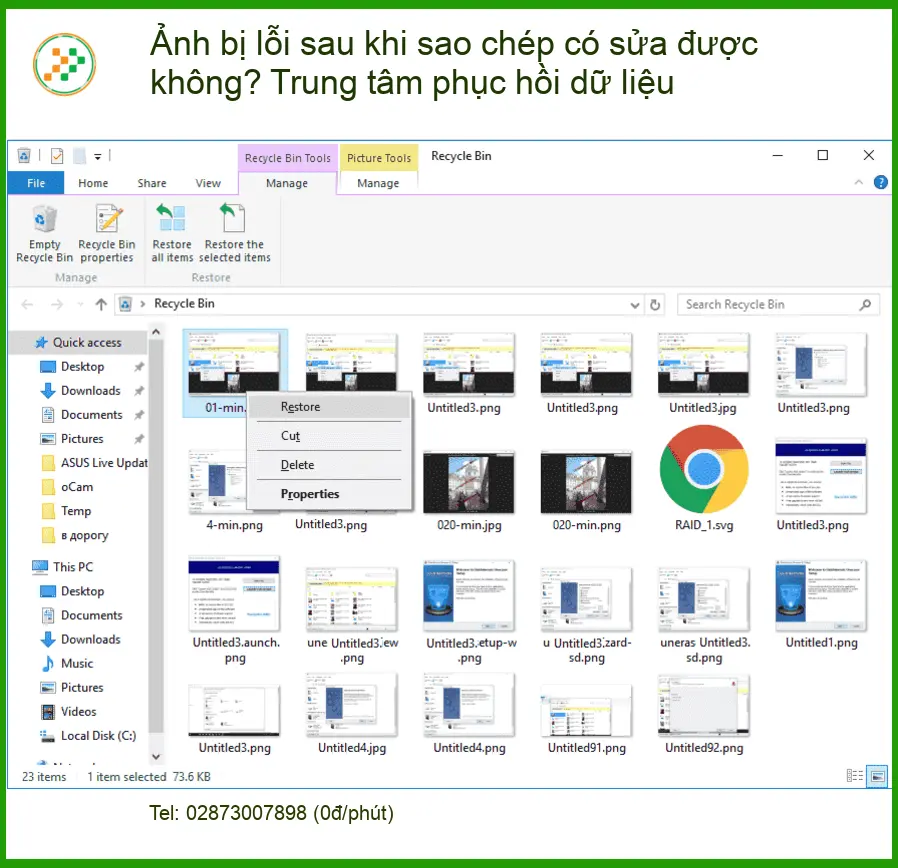 Khôi Phục Dữ Liệu Ảnh bị lỗi sau khi sao chép - Trung tâm uy tín TPHCM