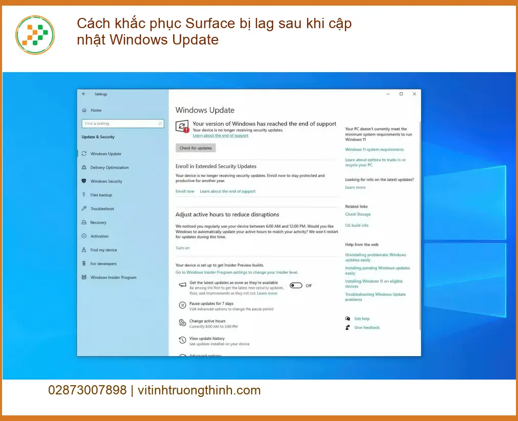 Cách khắc phục bị lag sau khi cập nhật Windows Update - Trung tâm sửa máy tính