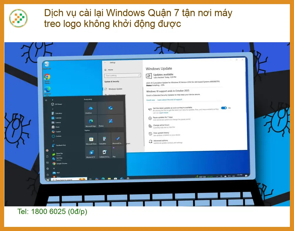 Windows Dịch vụ cài lại Quận 7 tận nơi máy treo logo - Khắc phục lấy liền
