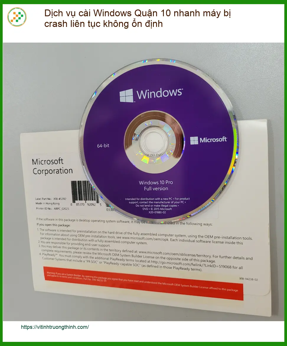 Cài Windows Quận 10 nhanh máy crash liên tục - Địa chỉ trung tâm hỗ trợ