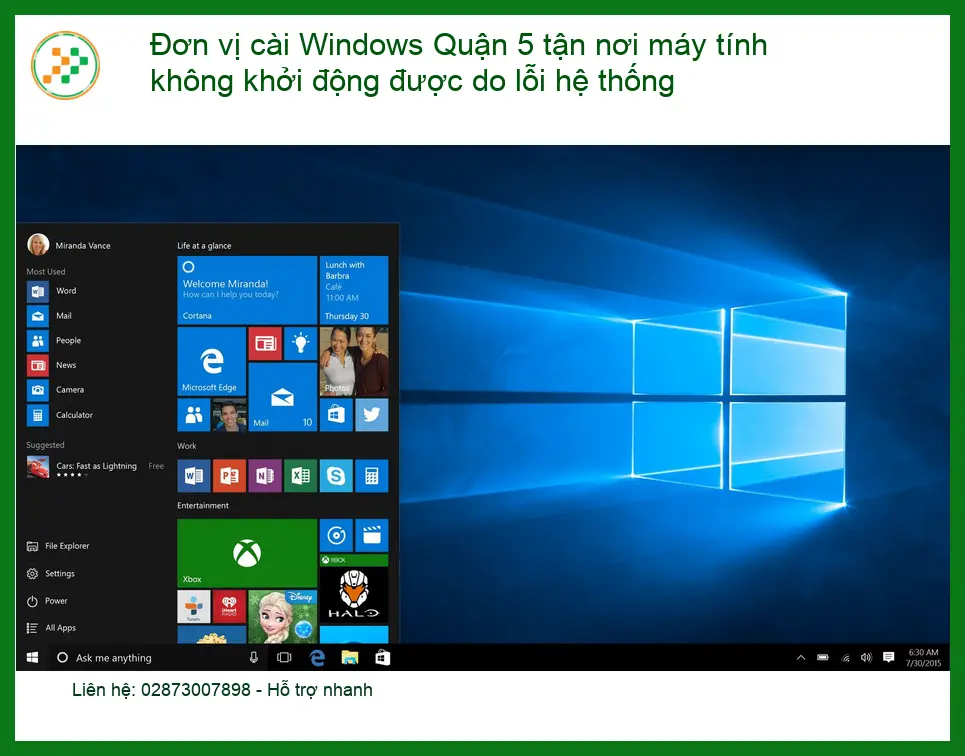 Windows cài Quận 5 tận nơi máy tính không khởi động - Dịch vụ uy tín
