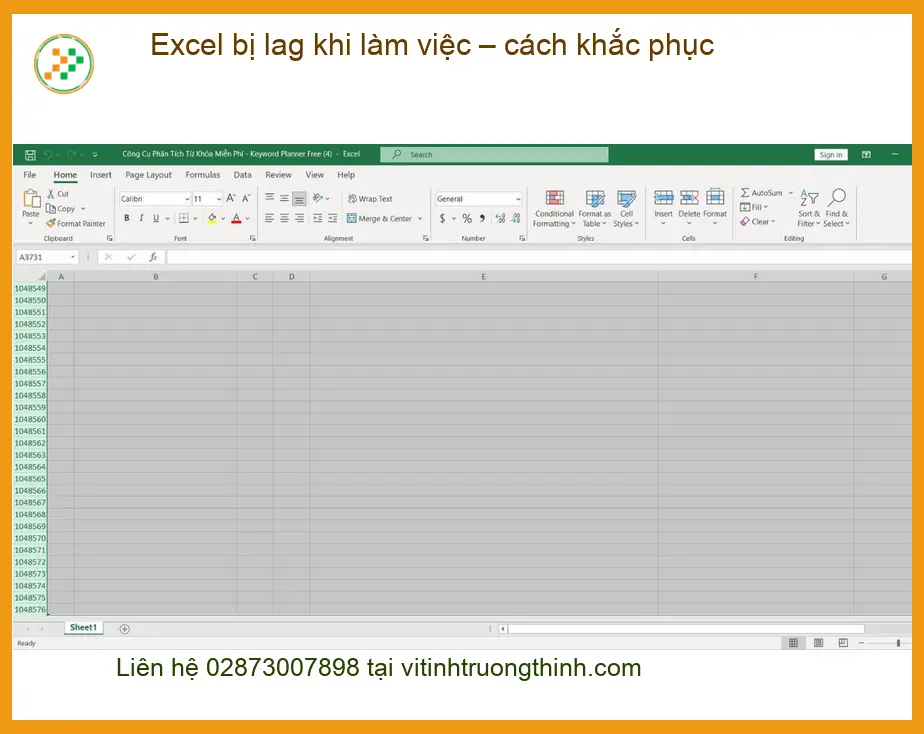 Văn phòng Excel bị lag khi làm việc - Trung tâm hỗ trợ TPHCM