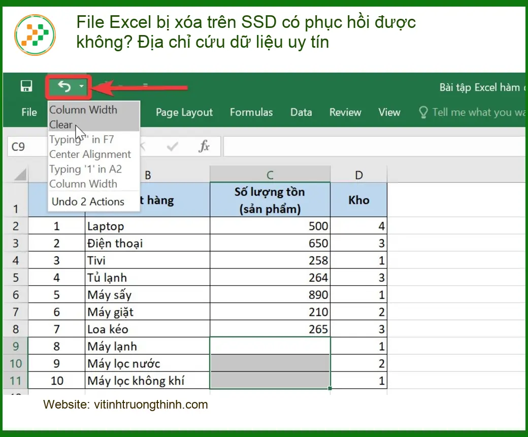 Khôi phục dữ liệu Excel bị xóa SSD có được không? - Cứu dữ liệu uy tín
