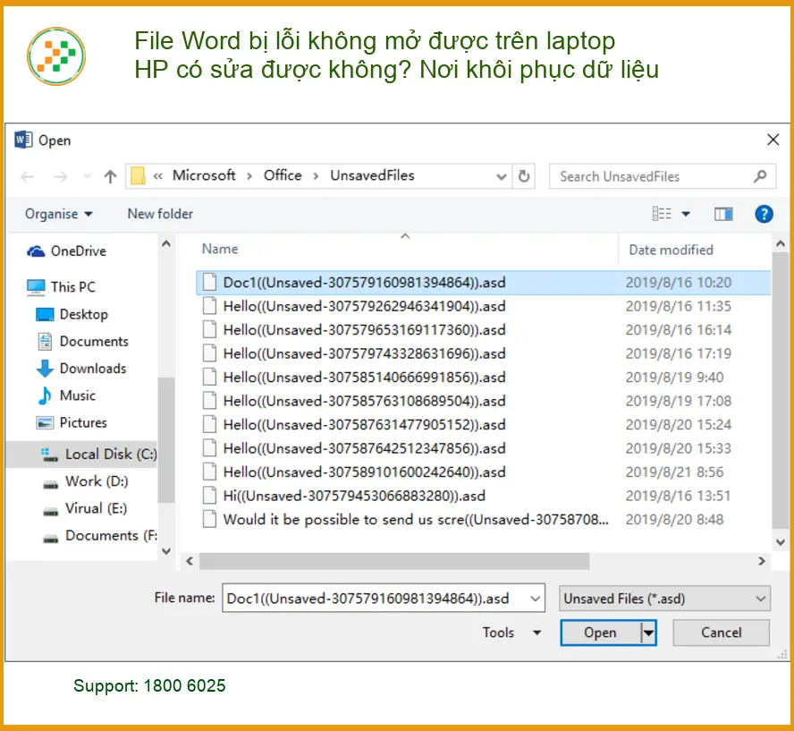 Khôi phục dữ liệu Word lỗi laptop HP - Cứu dữ liệu TPHCM