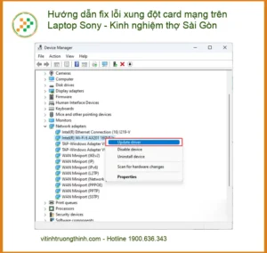 Sửa Laptop Hướng dẫn fix lỗi xung đột card mạng Sony – Trung tâm hỗ trợ kỹ thuật TPHCM