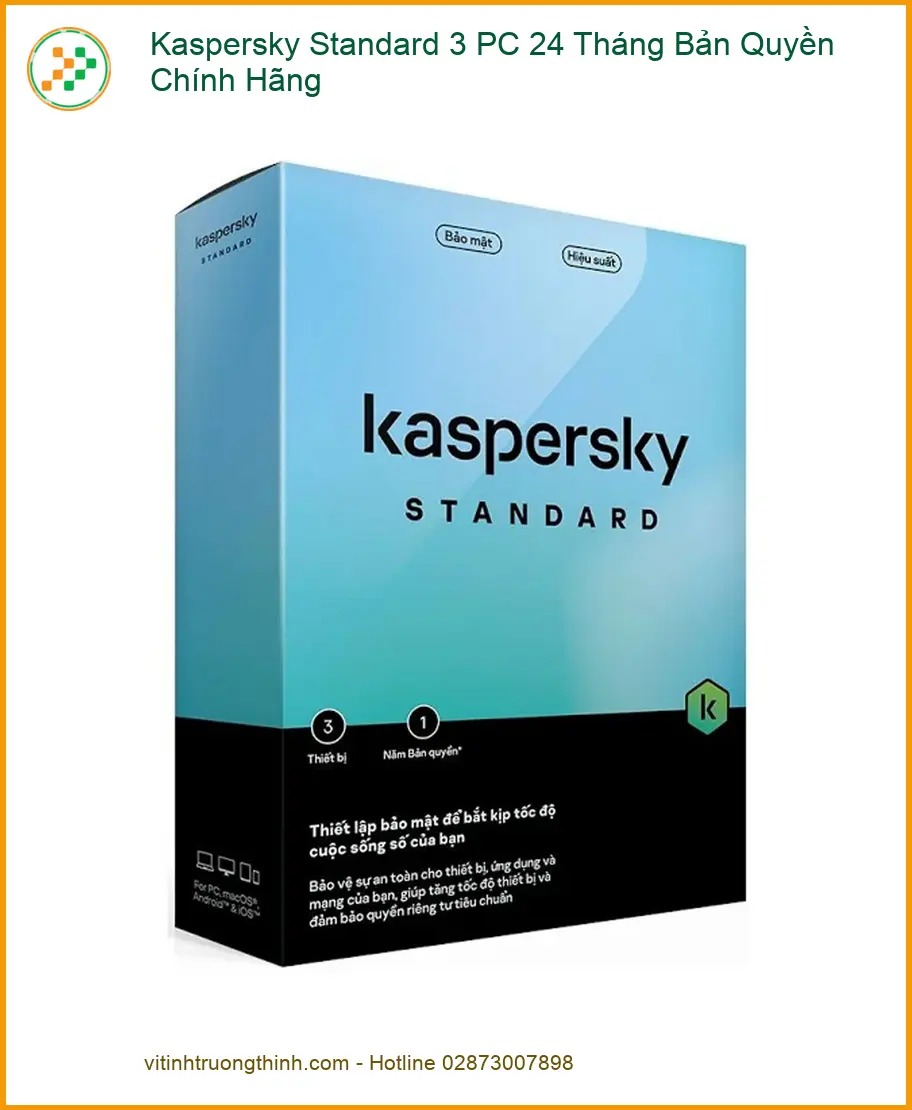 Antivirus Bản Quyền Kaspersky Standard 3 PC 24 Tháng - Giao Nhanh Tận Nơi Tại TPHCM