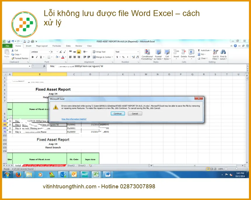 Văn phòng Lỗi không lưu được file Word Excel – xử lý - Trung tâm hỗ trợ TPHCM