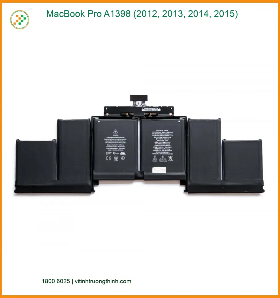 Pin Laptop APPLE MacBook Pro A1398 - Thay Pin Laptop Lấy Liền Giá Rẻ TPHCM