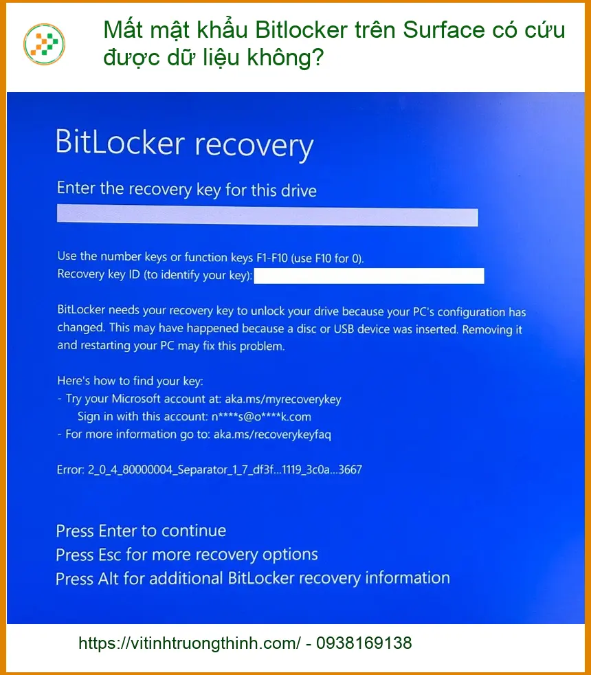 Mất mật khẩu Bitlocker có cứu dữ liệu không? - Trung tâm hỗ trợ gần đây