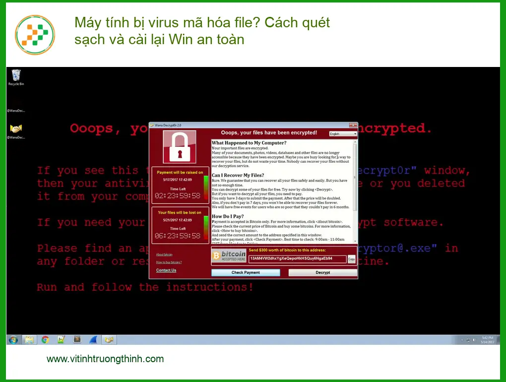 Windows Máy tính bị virus mã hóa file? Cách quét sạch - Trung tâm hỗ trợ TPHCM