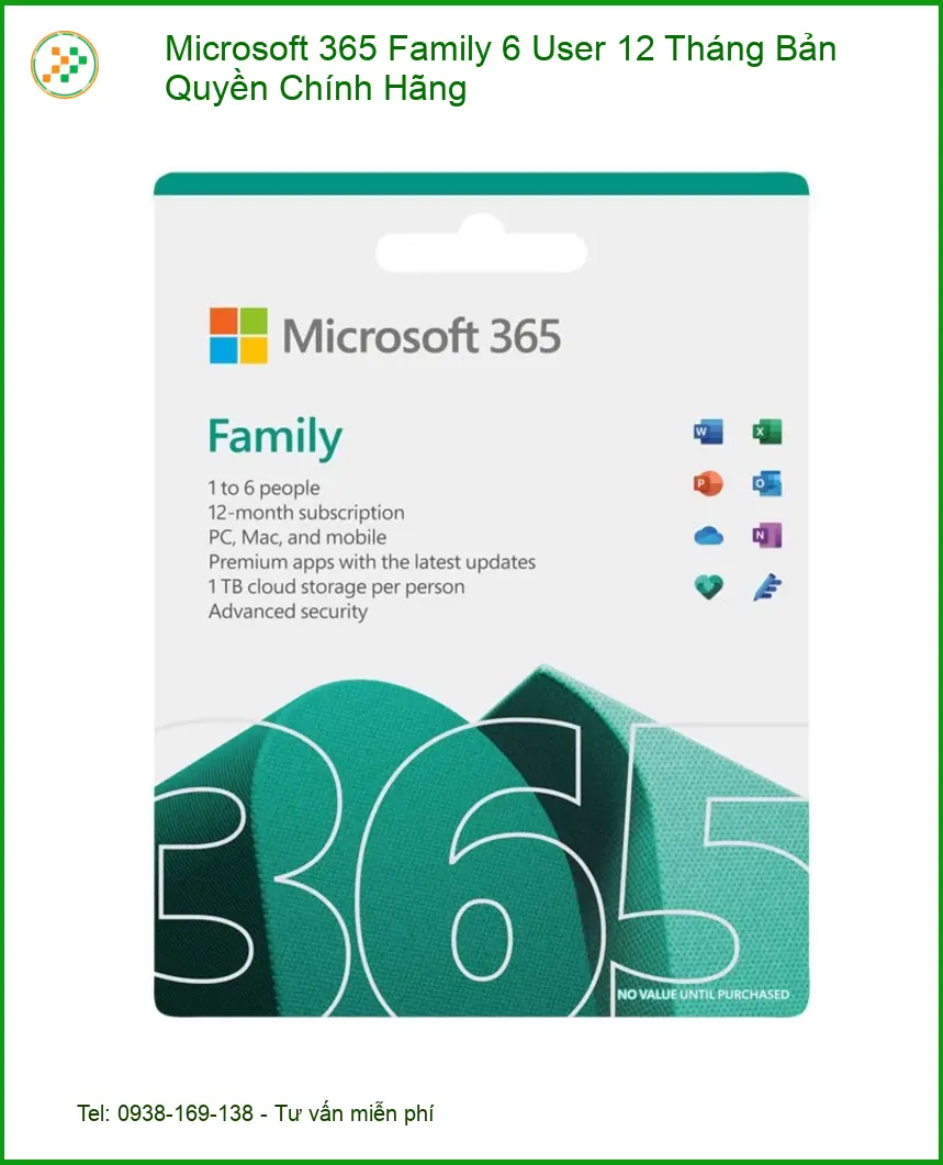 Microsoft 365 Family 6 User 12 Tháng - Giao Nhanh TPHCM Giá Rẻ