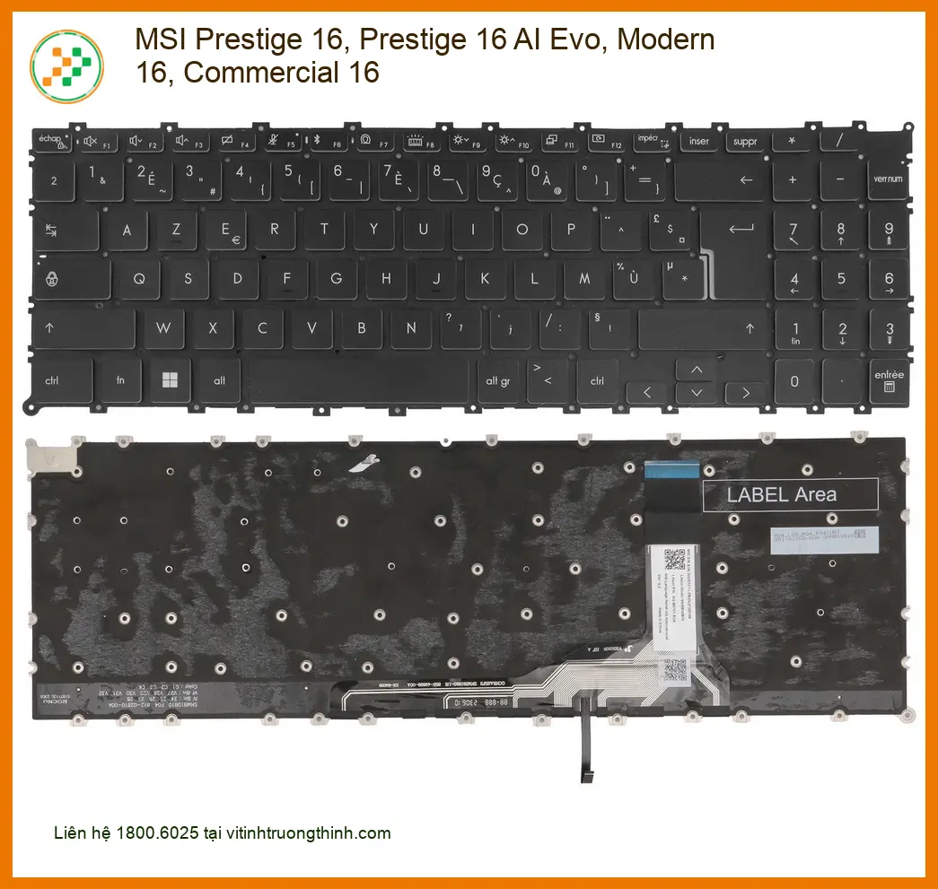Bàn phím Laptop MSI Prestige 16 AI Evo - Thay Lắp Nhanh Tại TPHCM Giá Rẻ