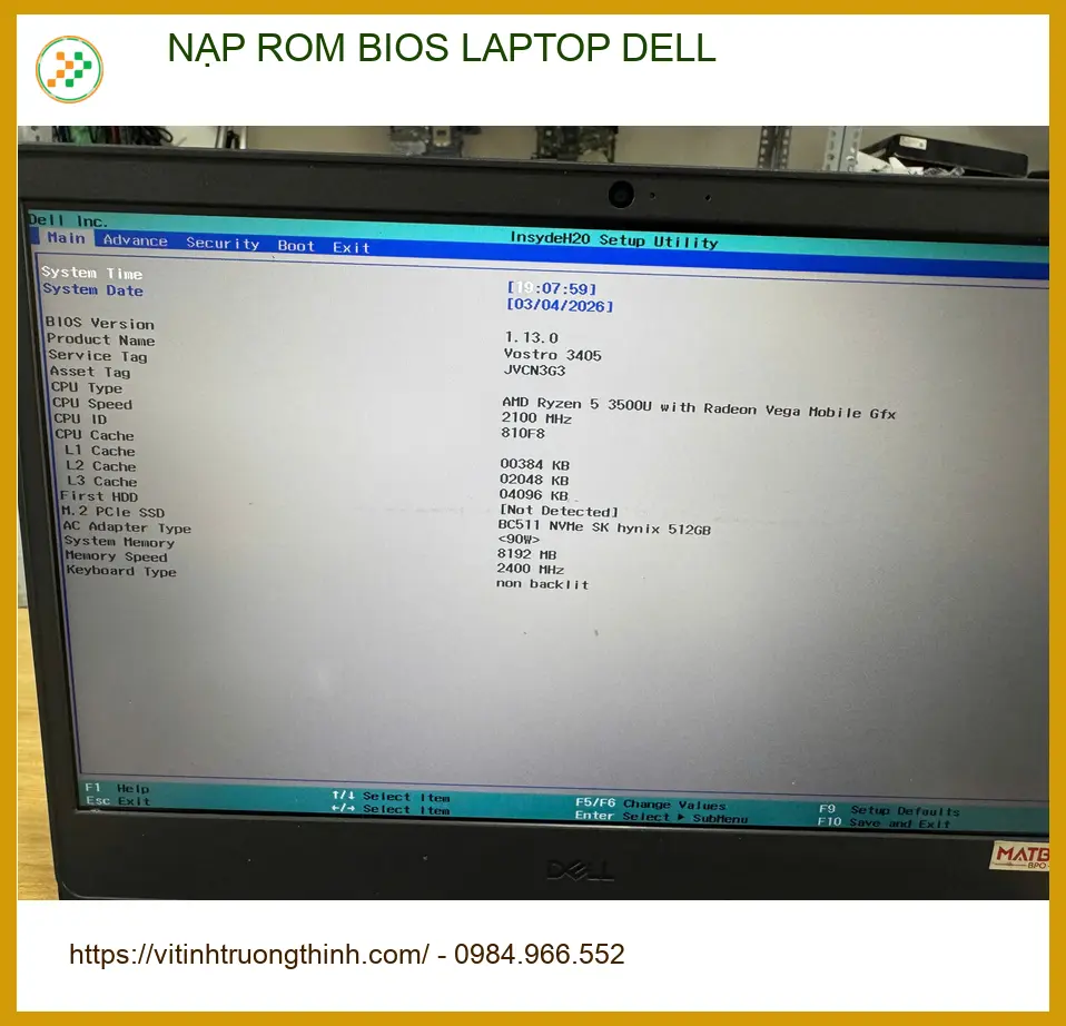 Anh Duy khắc phục lỗi Rom Bios Laptop Dell tại Quận Tân Bình