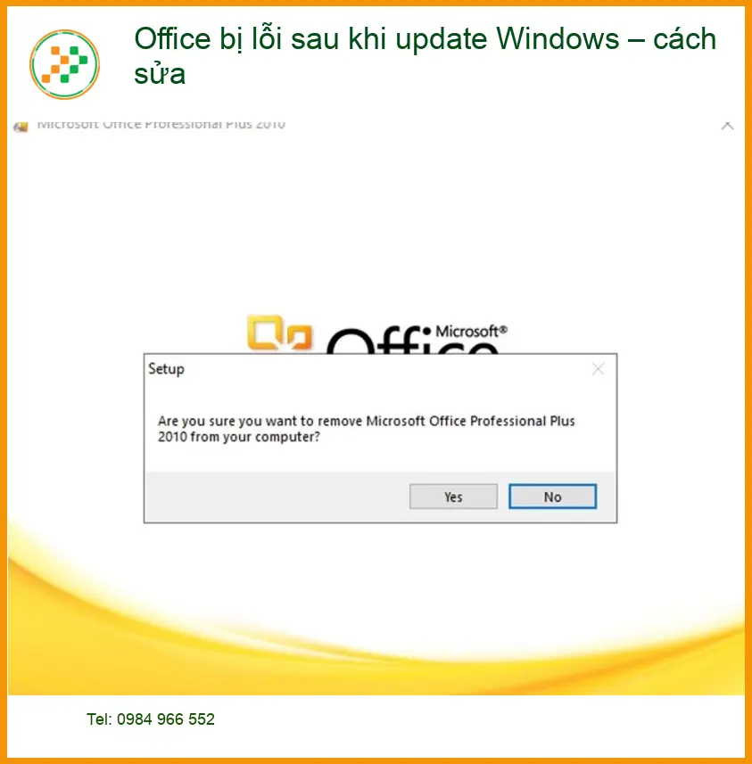 Văn phòng Office bị lỗi sau khi update Windows - Dịch vụ sửa nhanh TPHCM