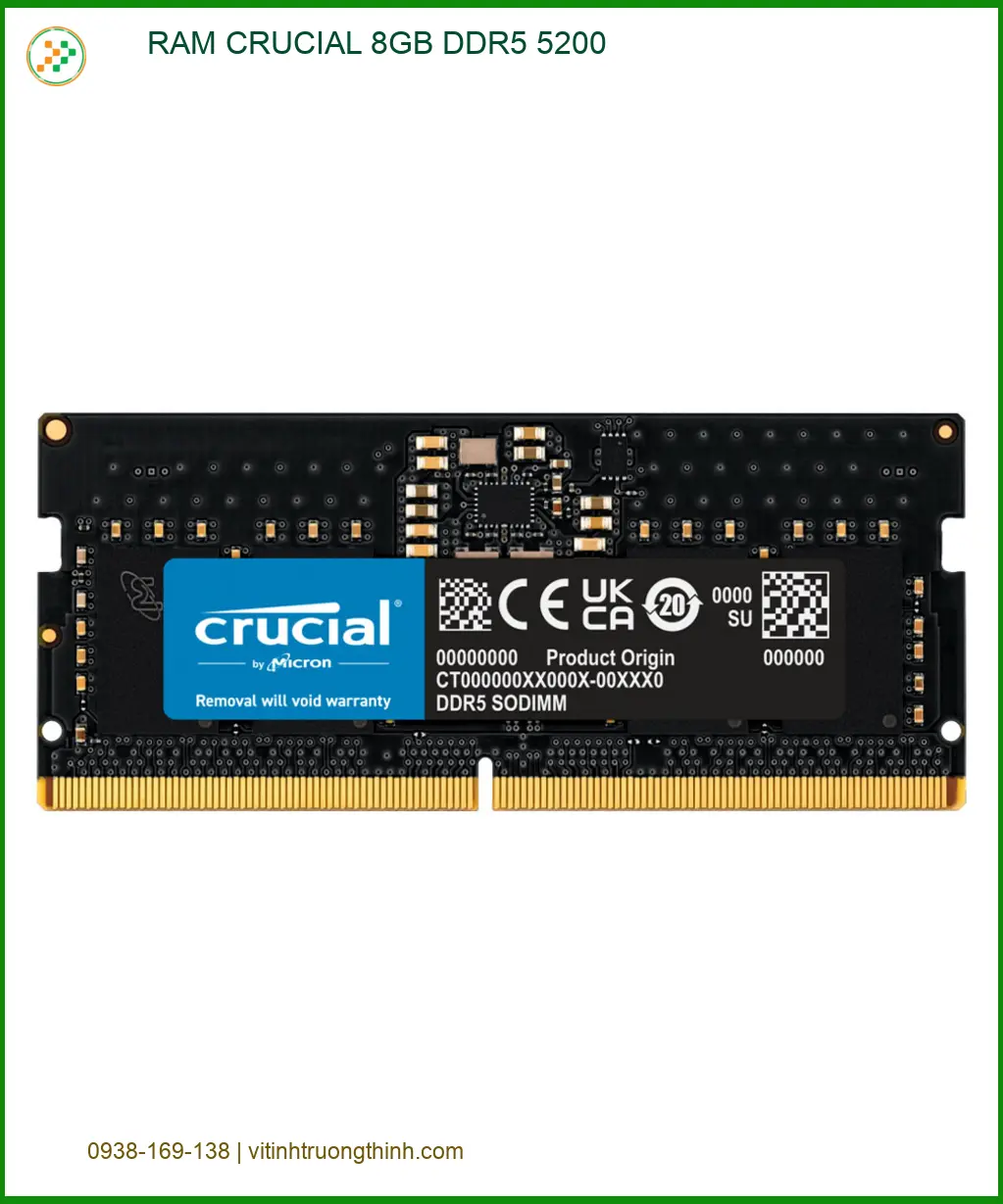 RAM Laptop Crucial 8GB DDR5 5200MHz - Lắp Đặt Tận Nơi TPHCM