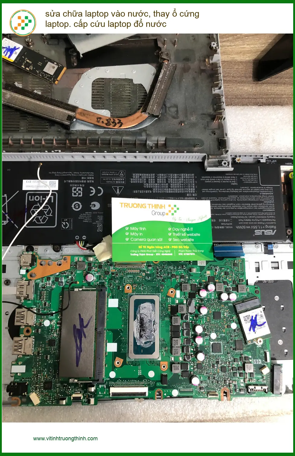 Anh Hùng kiến trúc sư cứu laptop đổ nước, thay ổ cứng tại Bình Thạnh