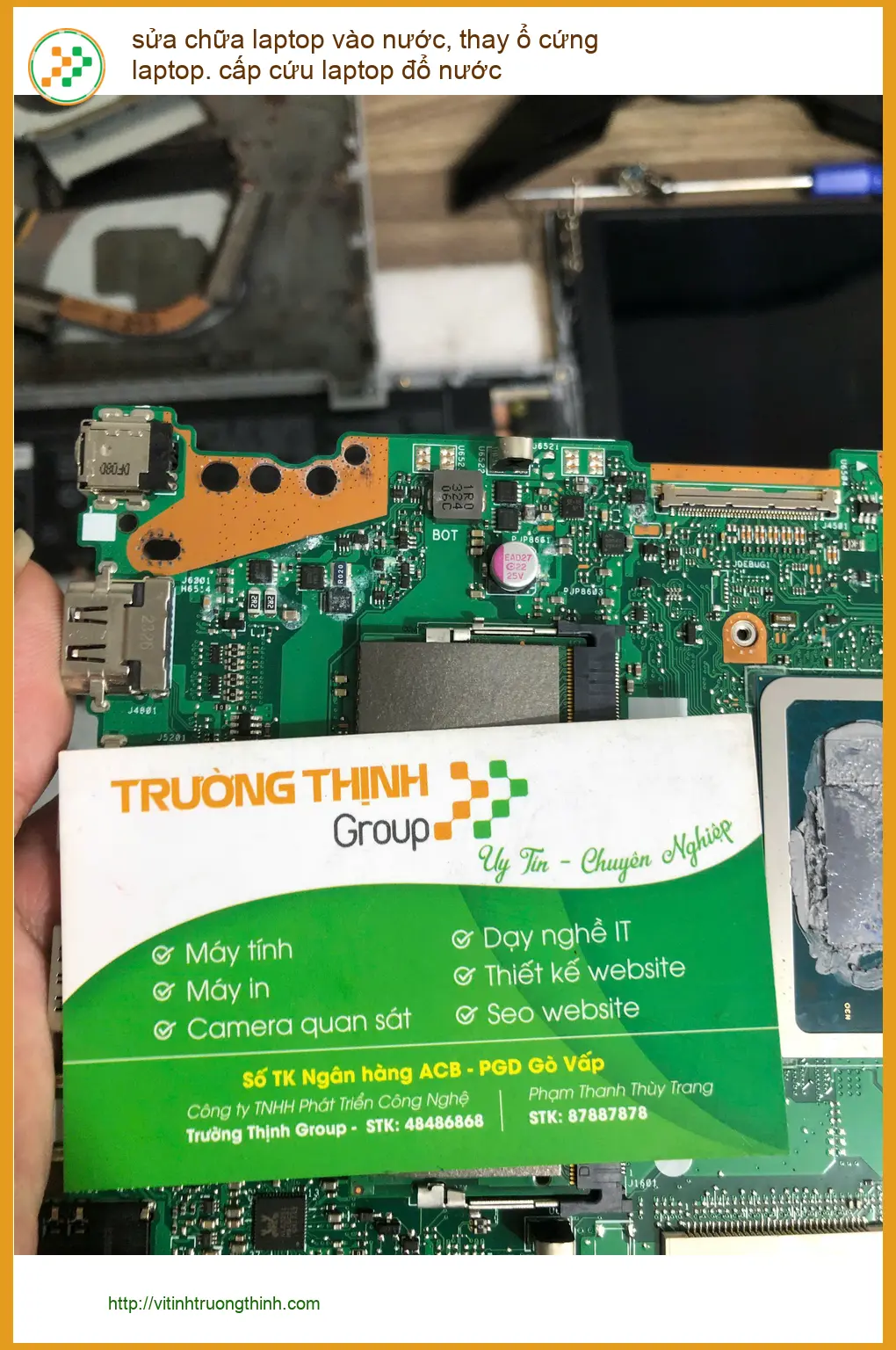 Anh Hùng kiến trúc sư cứu laptop đổ nước, thay ổ cứng tại Bình Thạnh ảnh thực tế 2