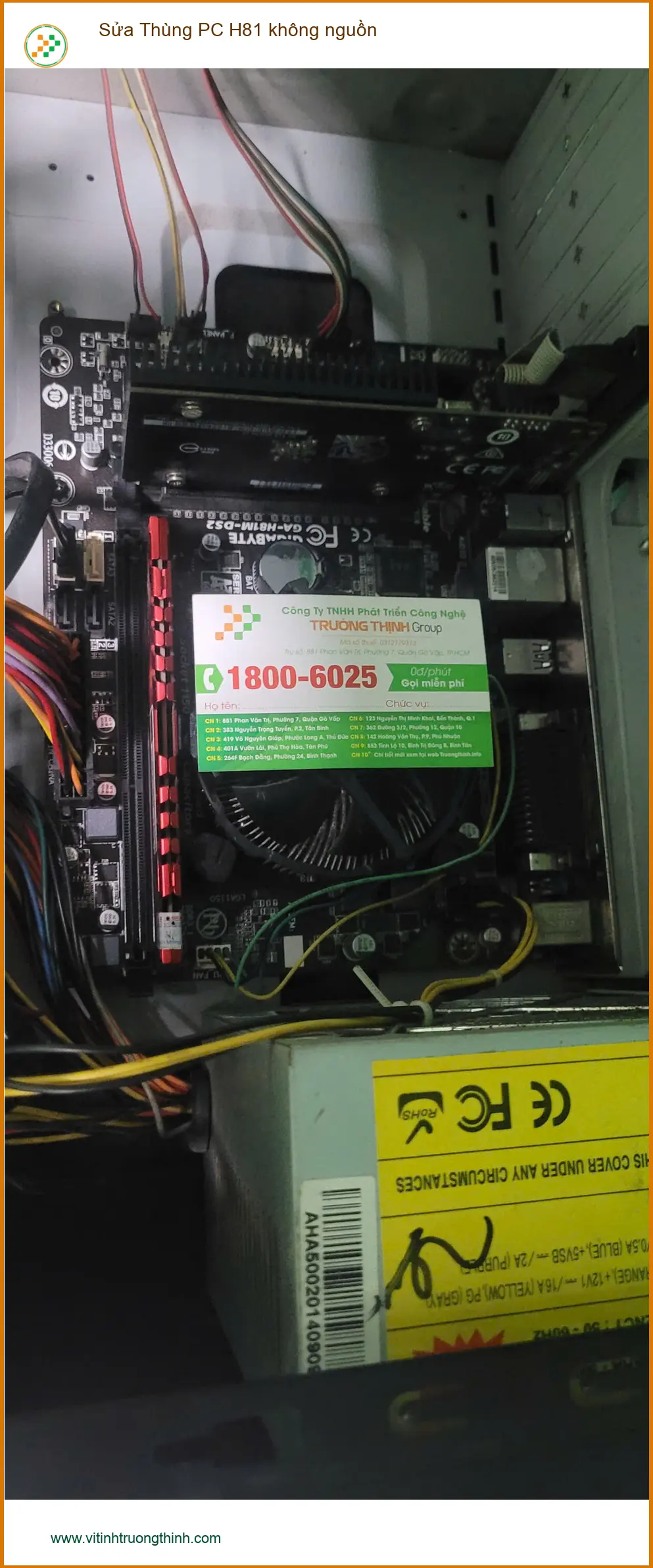 Anh Thắng kỹ sư IT tìm chỗ Sửa Thùng PC H81 không nguồn Quận Bình Tân ảnh thực tế 2