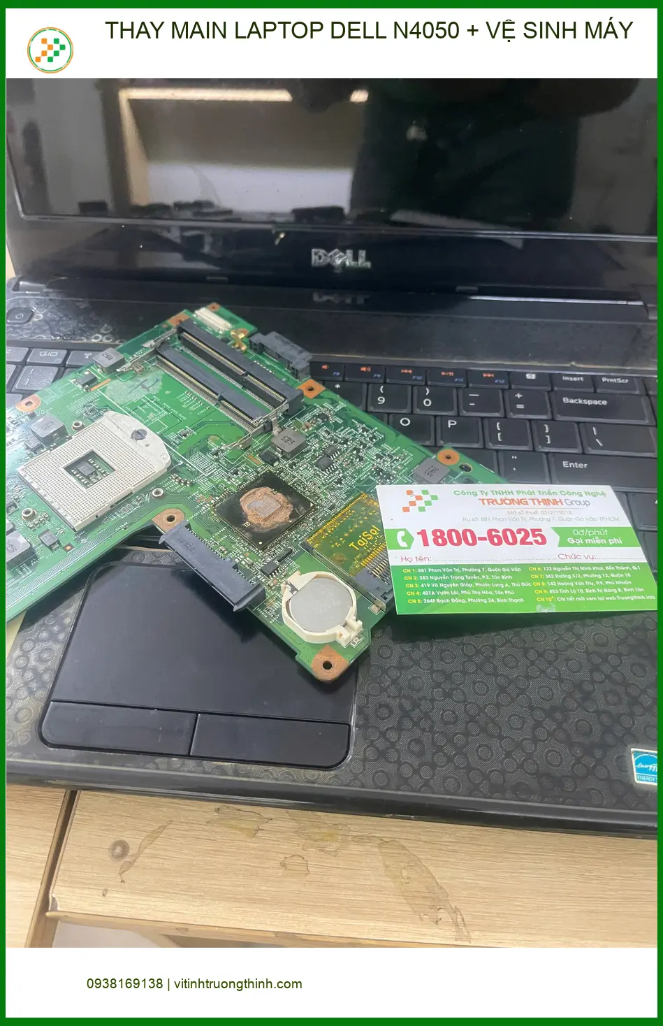Chị Hằng tìm chỗ thay main laptop Dell N4050, vệ sinh máy Quận Phú Nhuận ảnh thực tế 1
