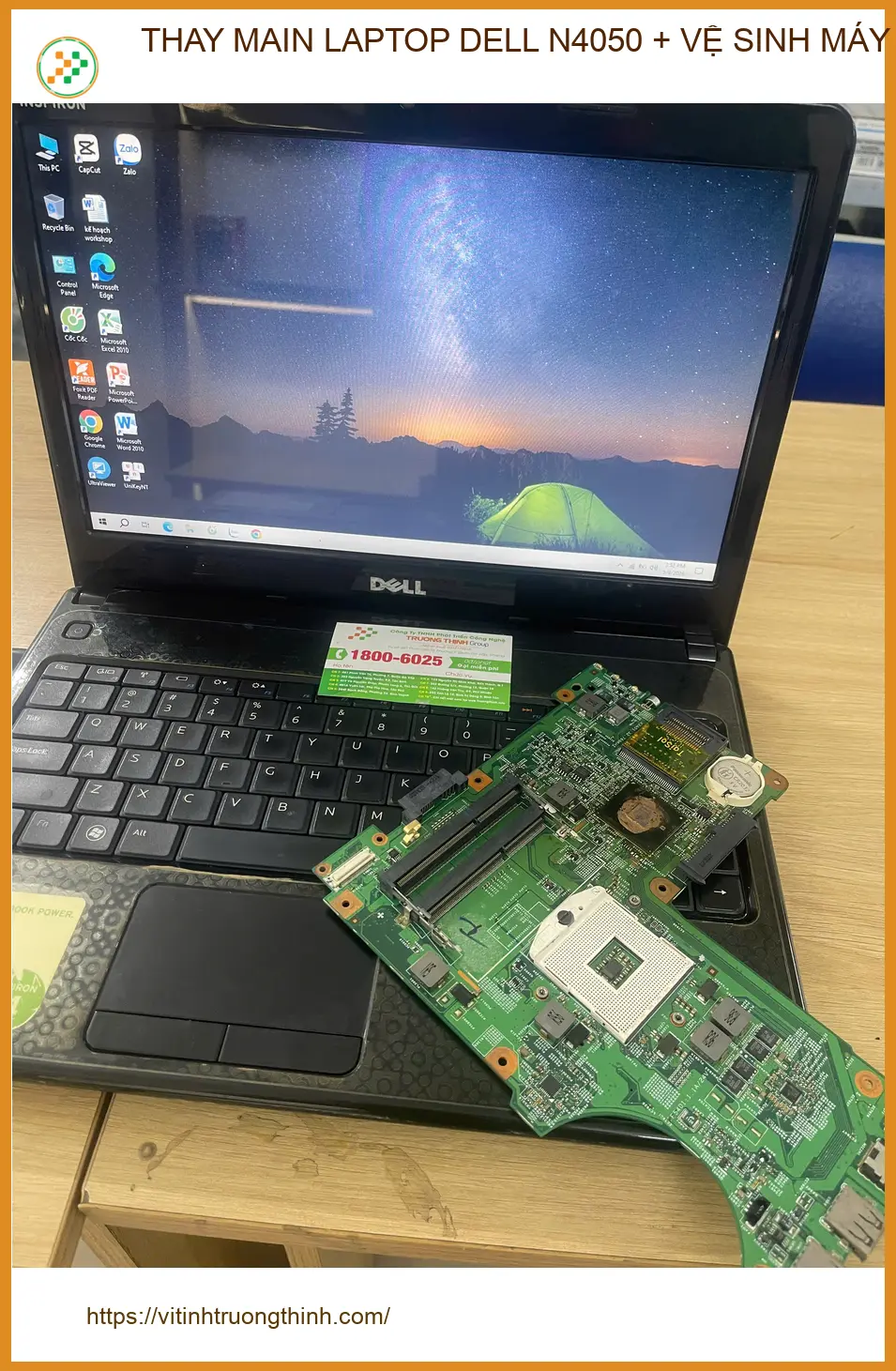 Chị Hằng tìm chỗ thay main laptop Dell N4050, vệ sinh máy Quận Phú Nhuận ảnh thực tế 2