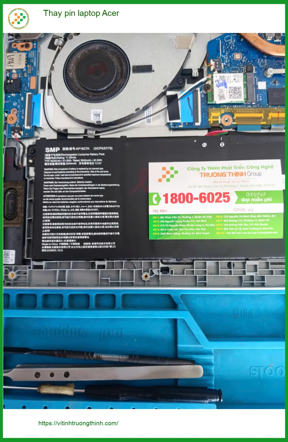 Anh Khánh shipper review ca Thay pin laptop Acer Quận Tân Phú lấy ngay ảnh thực tế 2