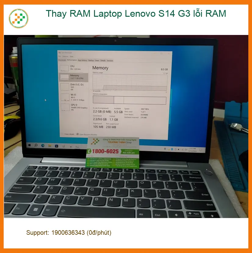 Anh Đức kỹ sư xây dựng cần thay RAM Laptop Lenovo S14 G3 lỗi RAM Quận 12 ảnh thực tế 2