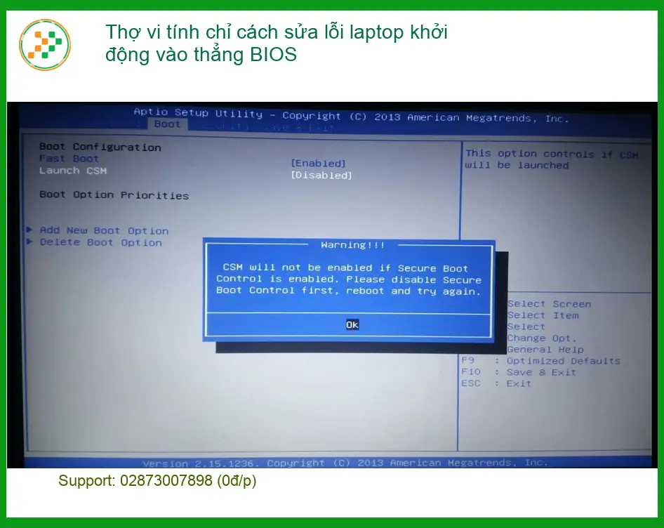 Sửa lỗi laptop khởi động vào BIOS - Địa chỉ trung tâm hỗ trợ gần đây