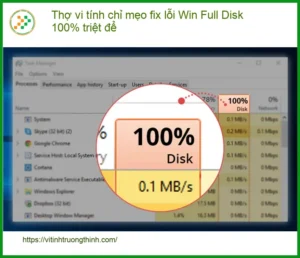 Thợ vi tính chỉ mẹo fix lỗi Win Full Disk 100% triệt để – Trung tâm hỗ trợ nhanh