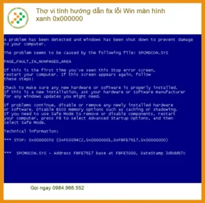 Fix lỗi Win màn hình xanh 0x000000 – Thợ vi tính hỗ trợ nhanh