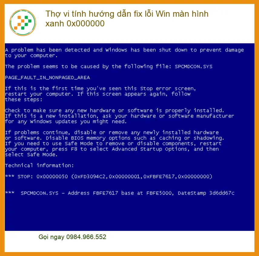 Fix lỗi Win màn hình xanh 0x000000 - Thợ vi tính hỗ trợ nhanh