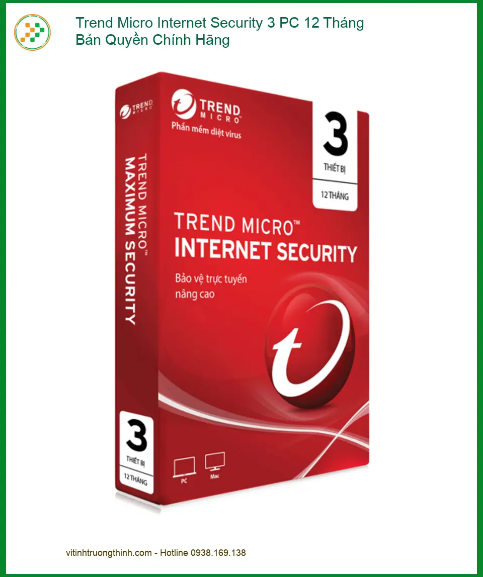Antivirus Trend Micro Internet Security 3 PC 12 Tháng - Cài Đặt Tận Nơi TPHCM