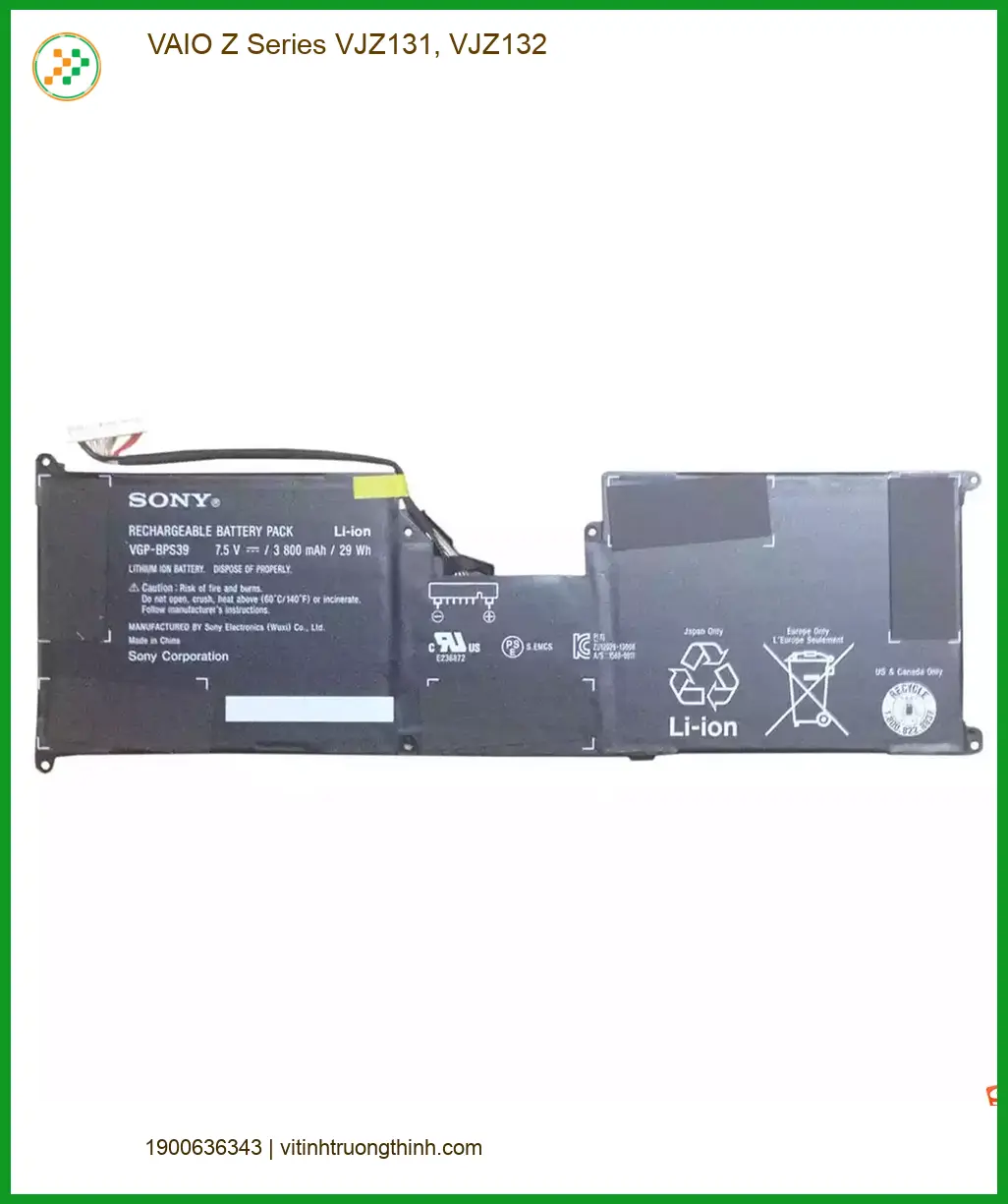 Pin Laptop VAIO Z Series VJZ131, VJZ132 - Thay Pin Lấy Liền - Giá Rẻ TPHCM