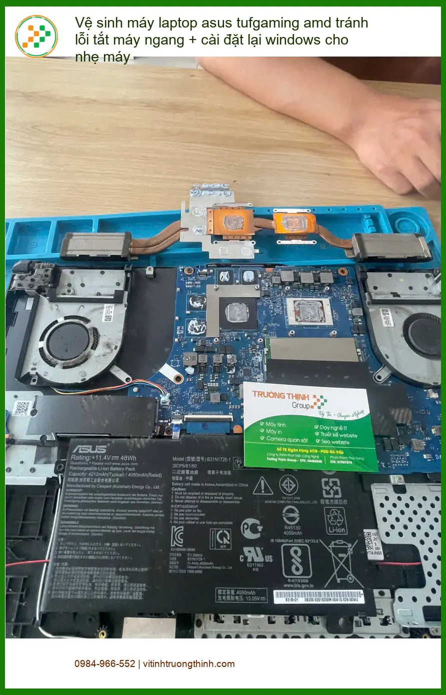 Cô Hiền lo laptop Asus TufGaming AMD tắt ngang - Vệ sinh Quận Phú Nhuận ảnh thực tế 1