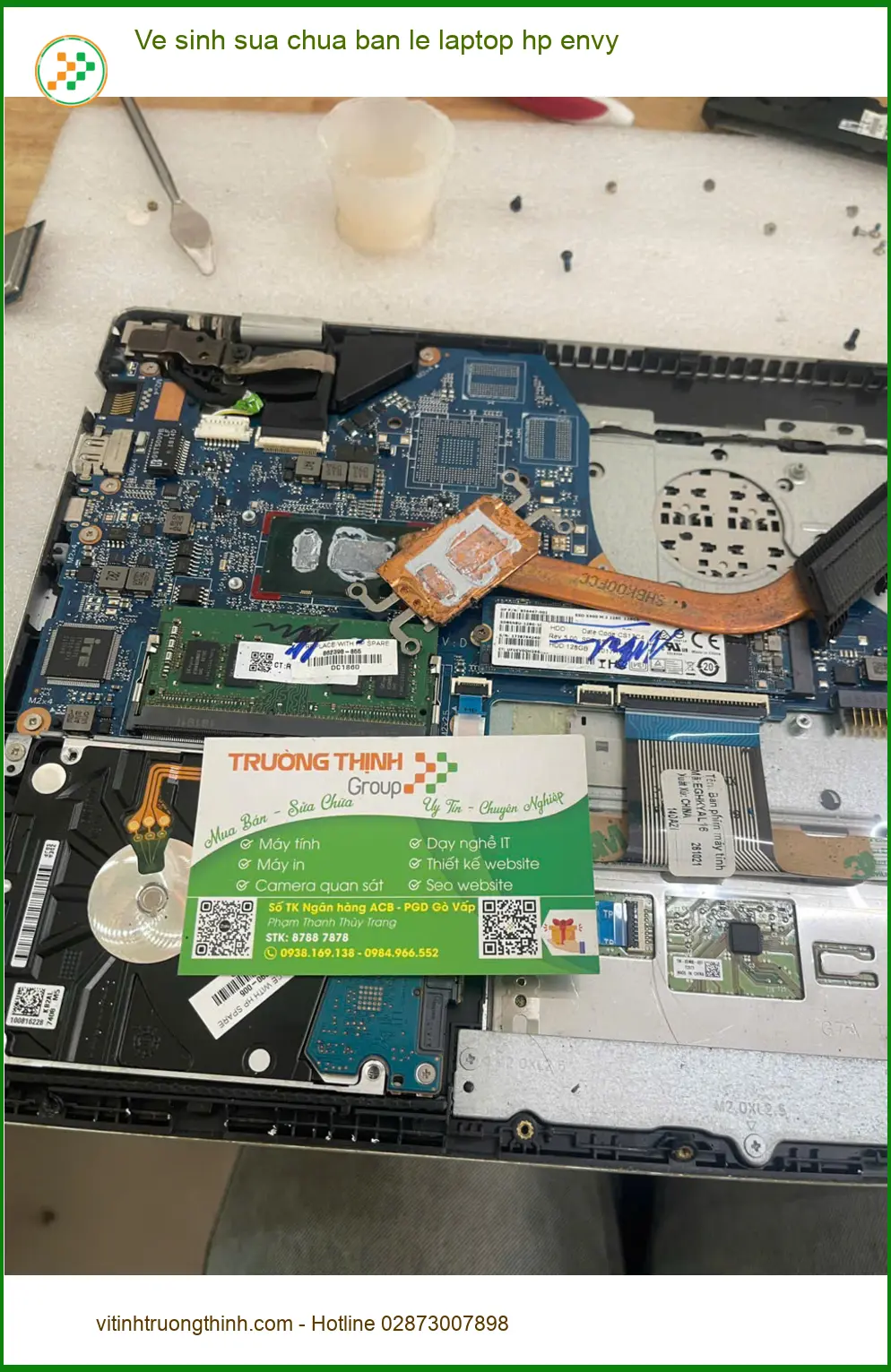 Anh Bình lập trình viên lo laptop Hp Envy nóng ran - Sửa chữa vệ sinh Quận Phú Nhuận ảnh thực tế 1