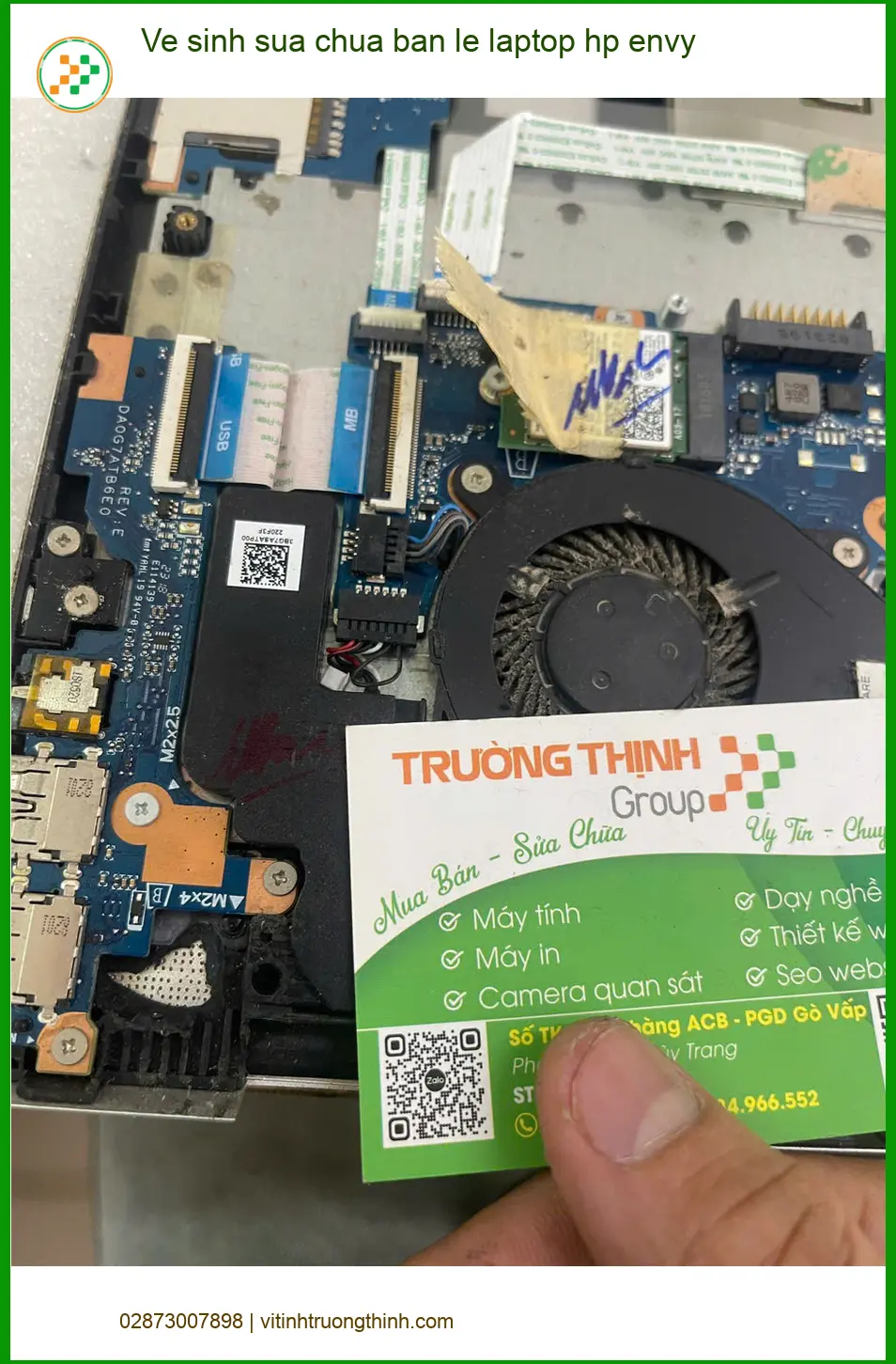 Anh Bình lập trình viên lo laptop Hp Envy nóng ran - Sửa chữa vệ sinh Quận Phú Nhuận ảnh thực tế 2